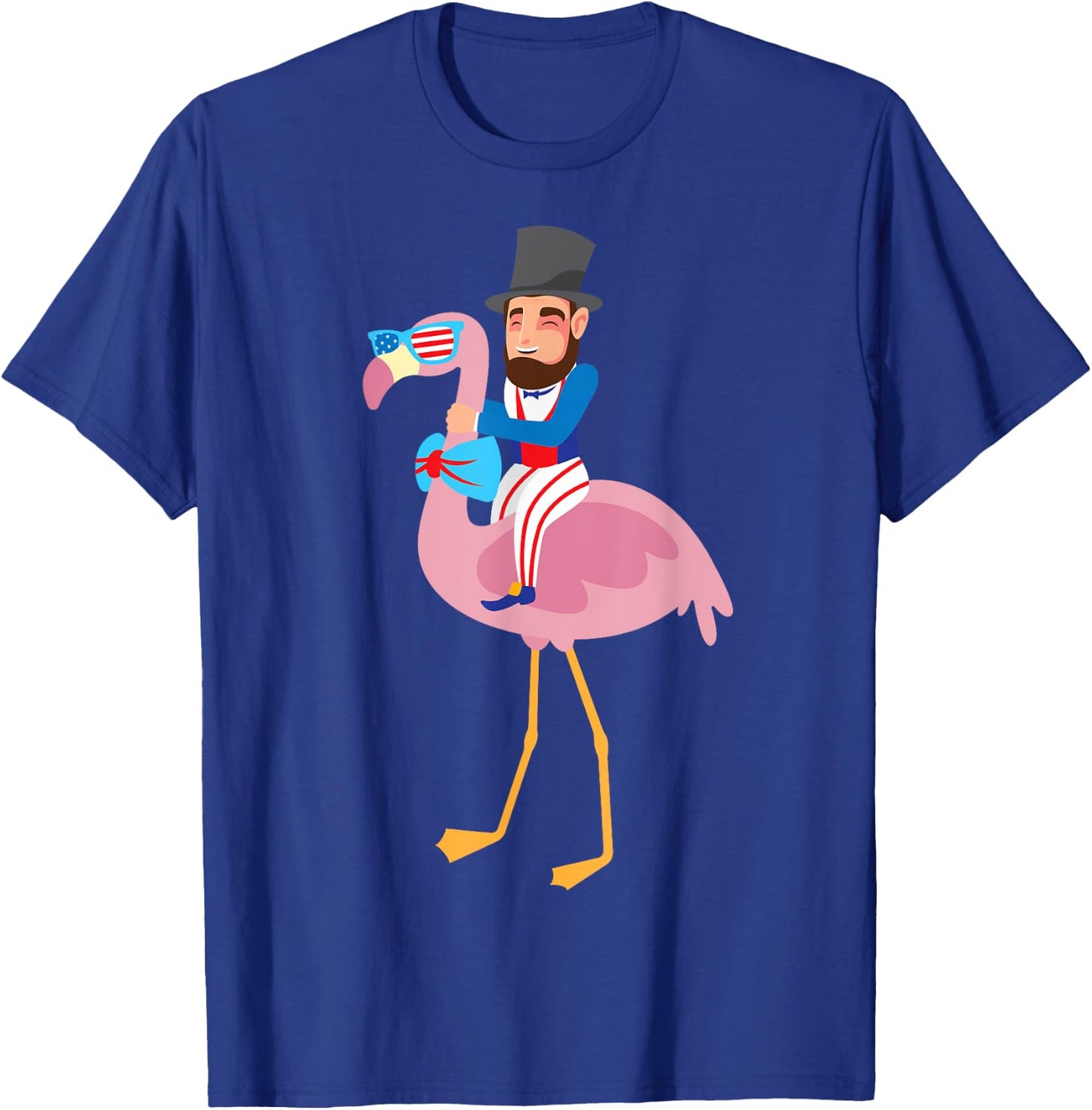 Abraham Lincoln Flamingo 4th Of July American Flag Gift T-Shirt - T-Shirt | Royal