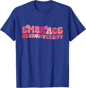 Groovy Embrace Neurodiversity ADHD Autism ASD Awareness T-Shirt - T-Shirt | Royal
