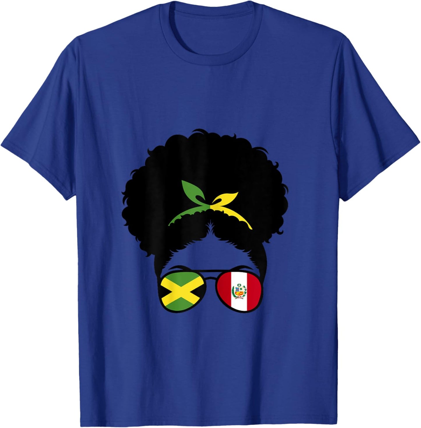 Jamaica and Peru Mix Afro Bun Peruvian and Jamaican T-Shirt - T-Shirt | Royal