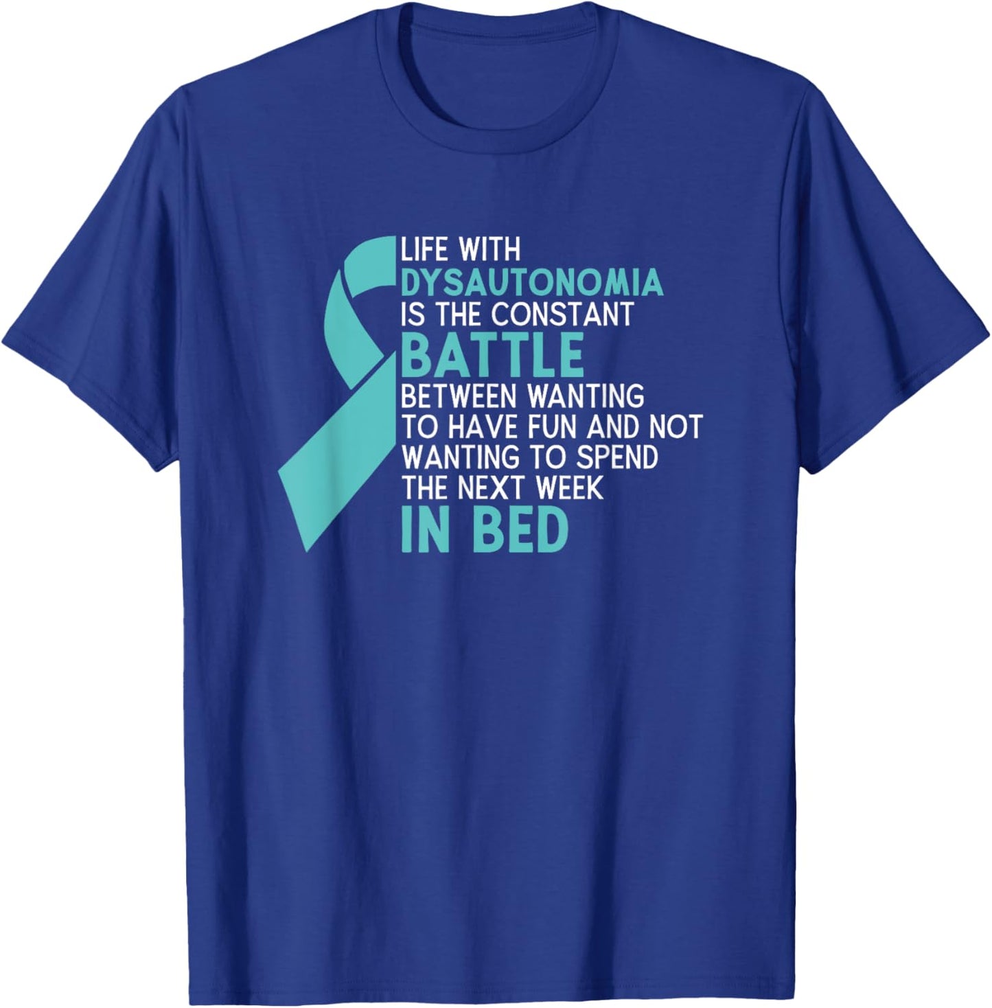 Life With Dysautonomia Dysautonomia Awareness Turquoise Pots , Small, Black T-Shirt - T-Shirt | Royal