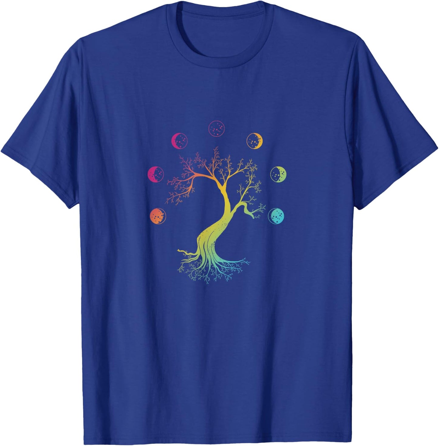 Multicolored Moon-phases Tree Moon-phases Peace T-Shirt - T-Shirt | Royal