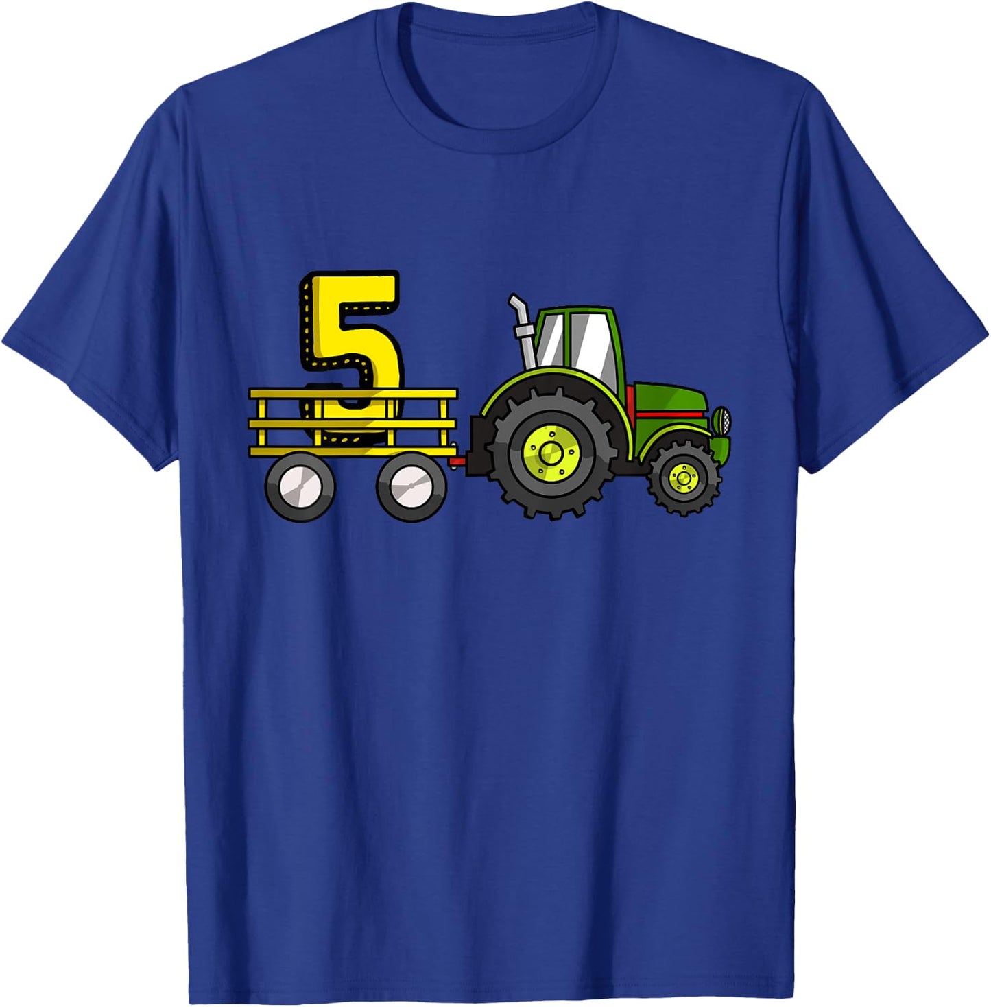 Kids Farm 5 Year Old Barnyard Boys 5th Birthday Tractor T-Shirt - T-Shirt | Royal