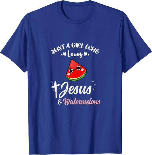 Just A Girl Who Loves Jesus And Watermelons T-Shirt - T-Shirt | Royal