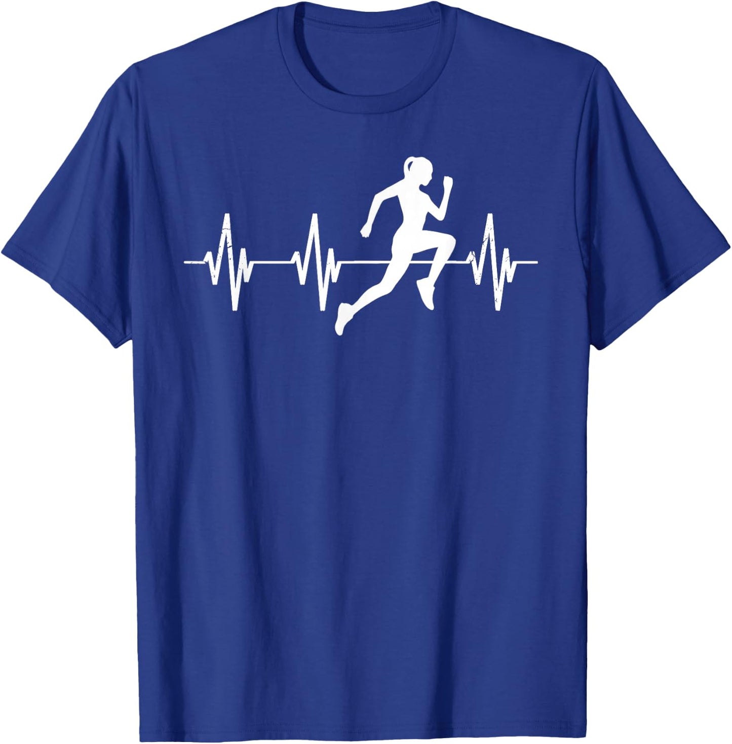 Runner jogger heartbeat heart line running gift T-Shirt - T-Shirt | Royal