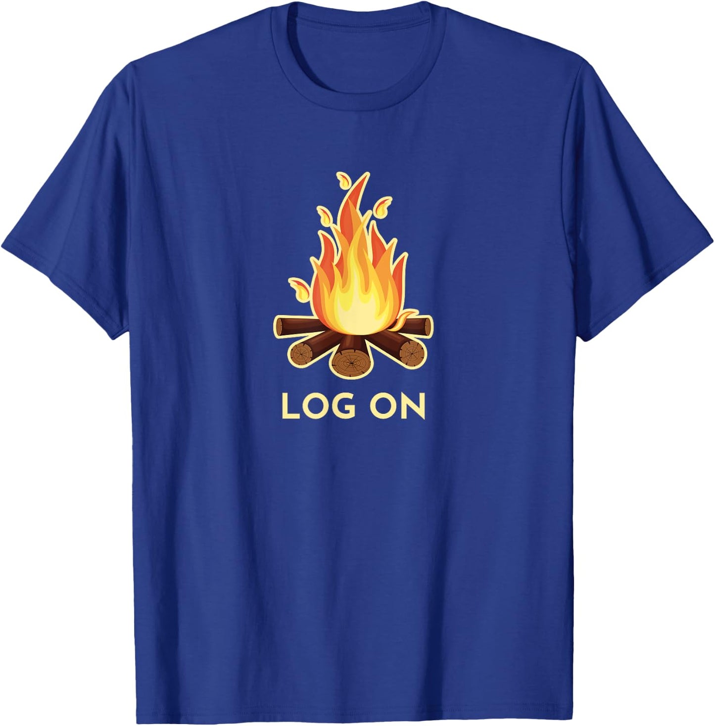 Campfire Pun, LOG ON, Camping T-Shirt - T-Shirt | Royal