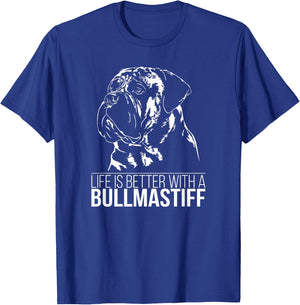 Bullmastiff life is better dog mastiff dog saying Men Women Girls Kids T-Shirt - T-Shirt | Royal