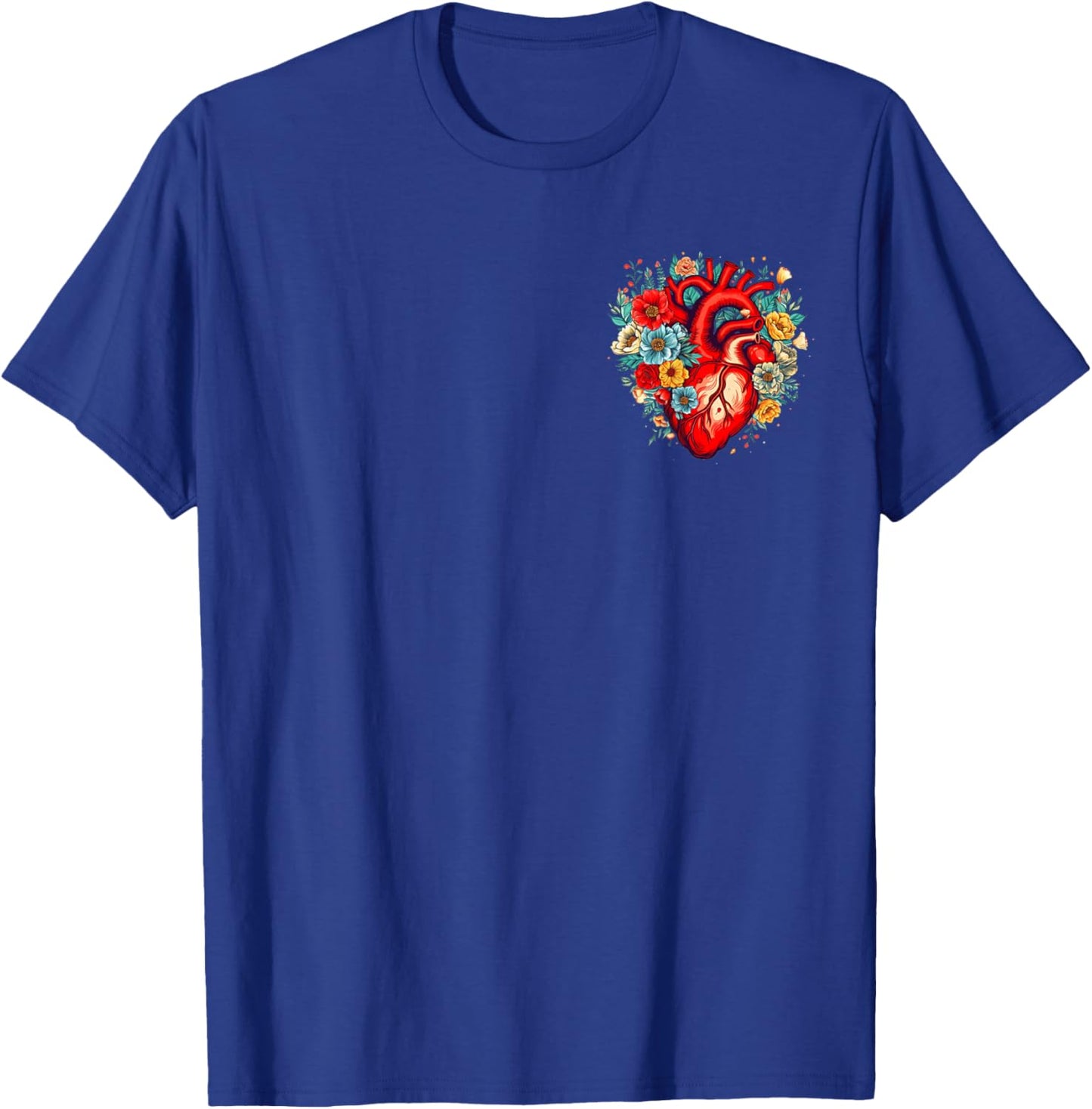 Floral Anatomical Heart for Nurses and Healthcare Workers T-Shirt - T-Shirt | Royal