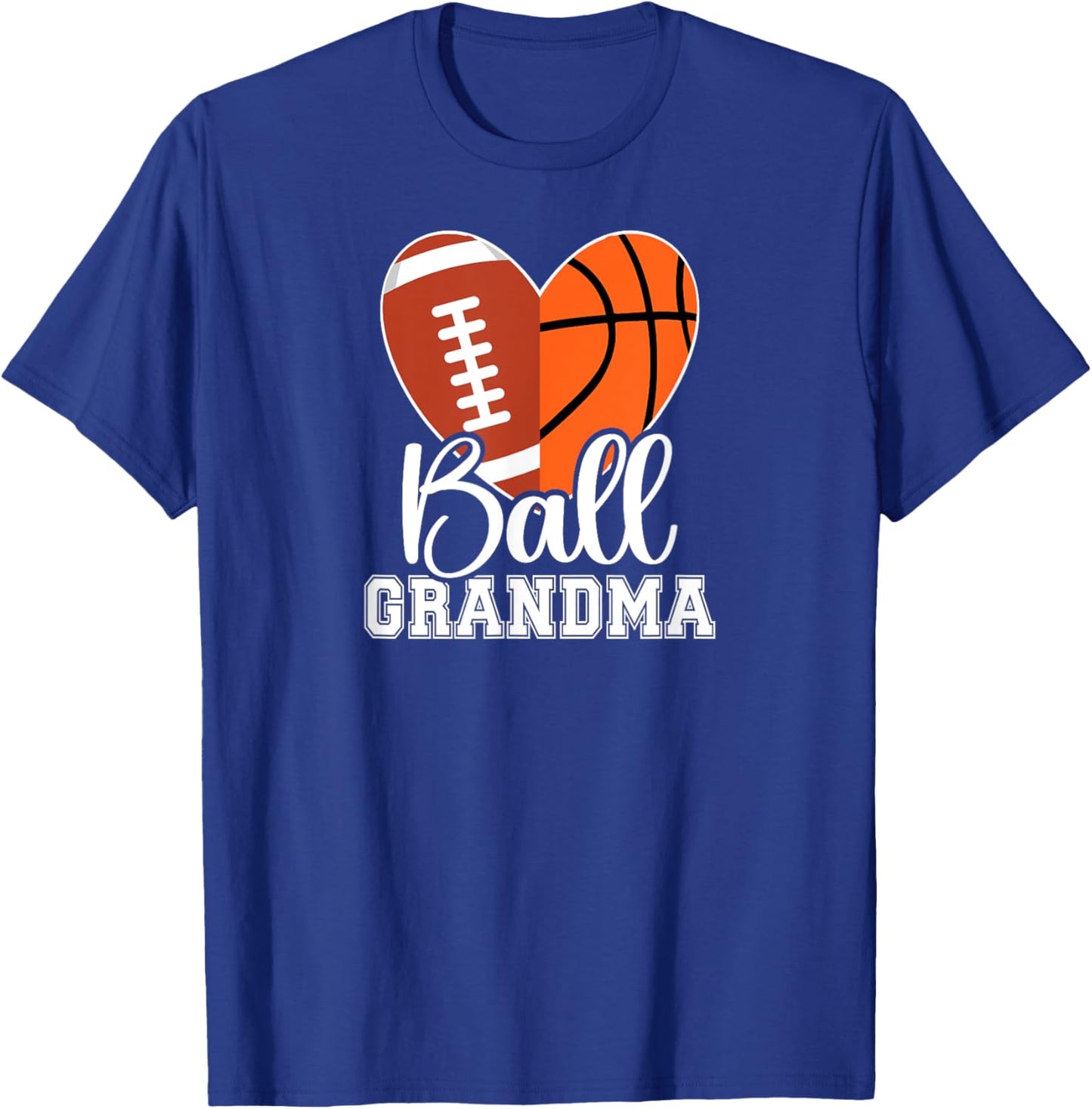 Ball Grandma Heart Football Basketball Grandma T-Shirt - T-Shirt | Royal
