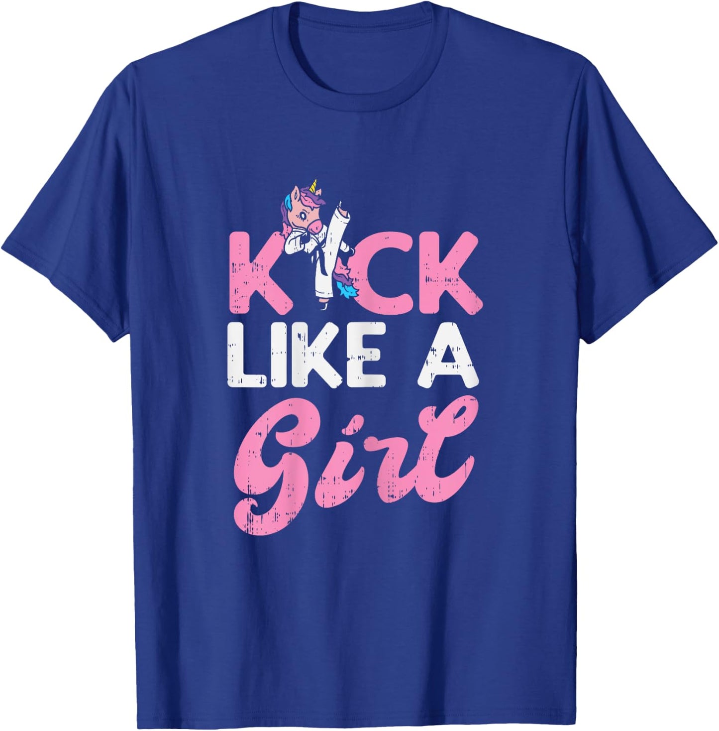 Kick Like Girl Unicorn Karate Taekwondo Martial Arts Gift T-Shirt - T-Shirt | Royal