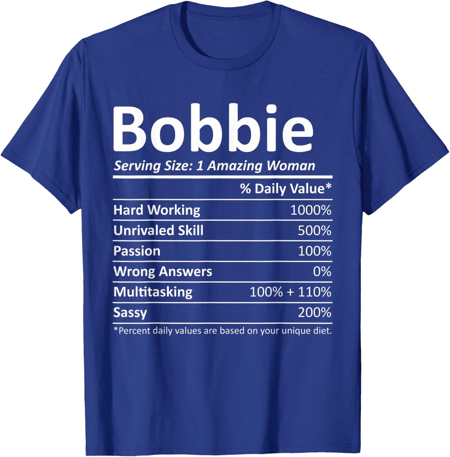 BOBBIE Nutrition Personalized Name Funny Christmas Gift T-Shirt - T-Shirt | Royal
