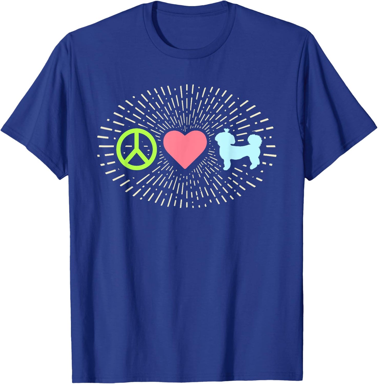 Peace Love Shih Tzu Hippy Puppy Dog Lover Shih Tzu Mom Dad Men Women Kids T-Shirt - T-Shirt | Royal