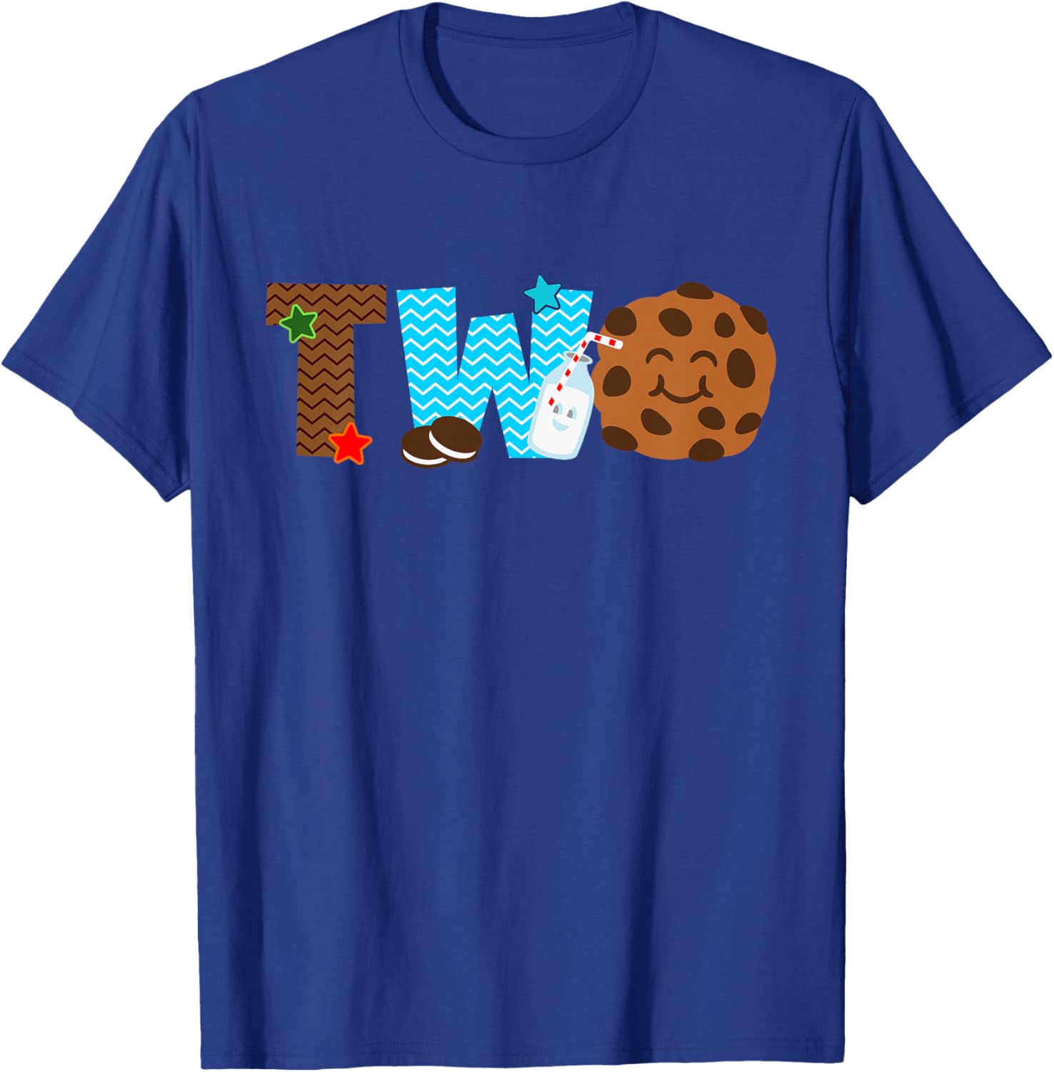 Kids 2nd Second Birthday Milk & Cookies Theme Party Two Year Old T-Shirt - T-Shirt | Royal