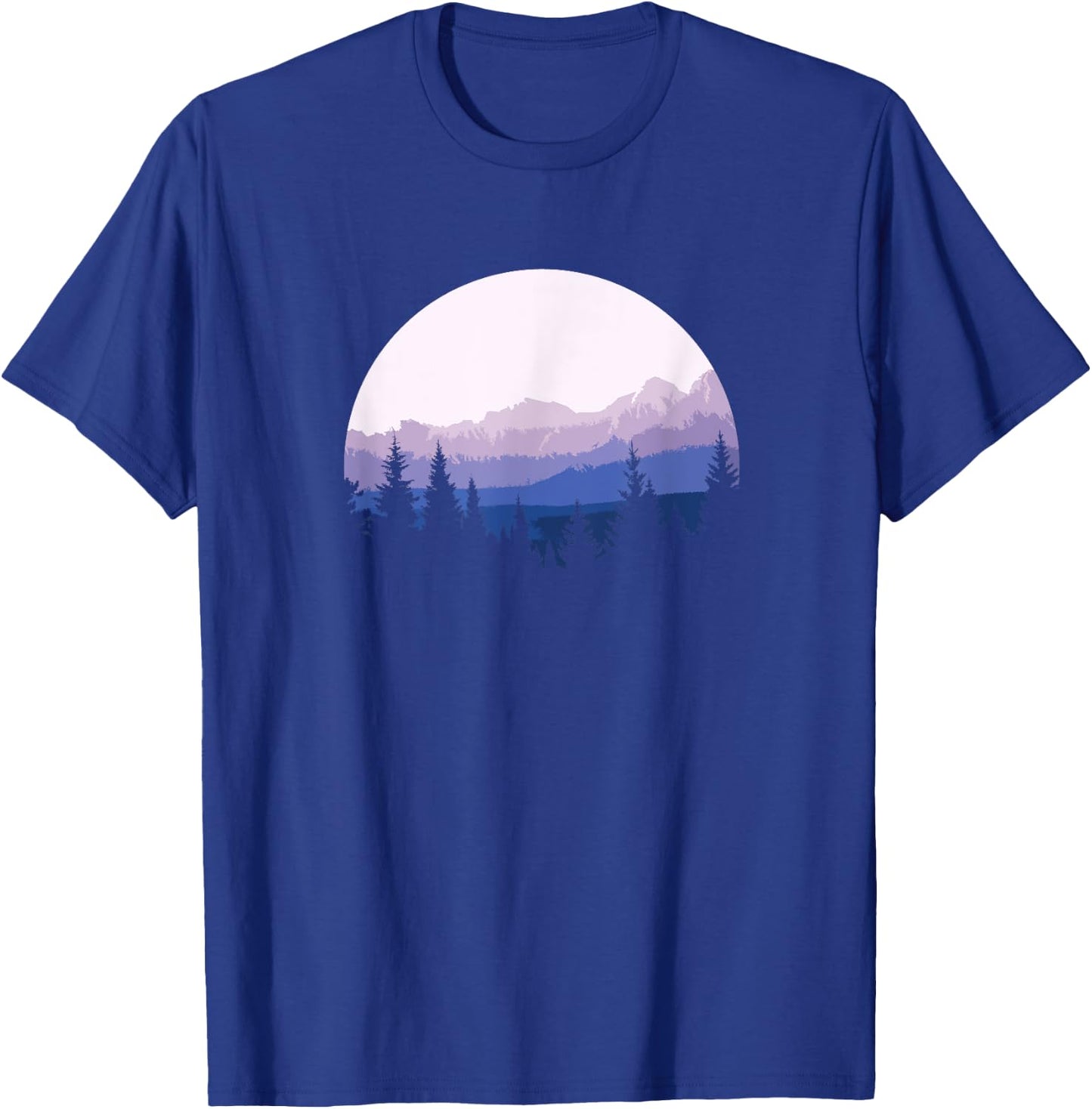 Forest Scene Mountain Silhouette T-Shirt - T-Shirt | Royal