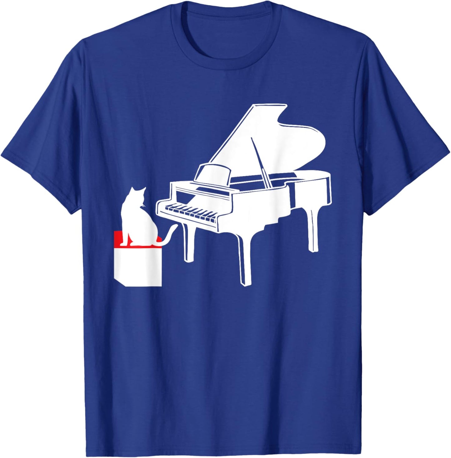 Cat Playing Piano Music Lover Funny Men Women Girls Kids T-Shirt - T-Shirt | Royal