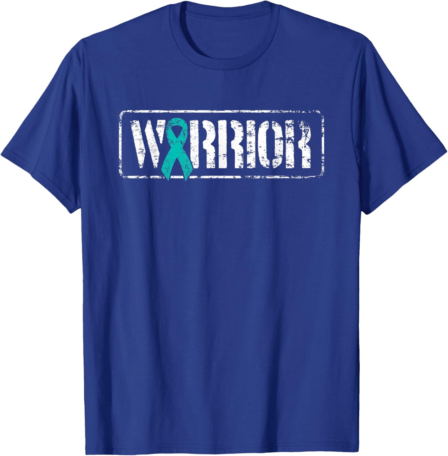 Ovarian Cancer Warrior - Teal Military Style Awareness T-Shirt - T-Shirt | Royal