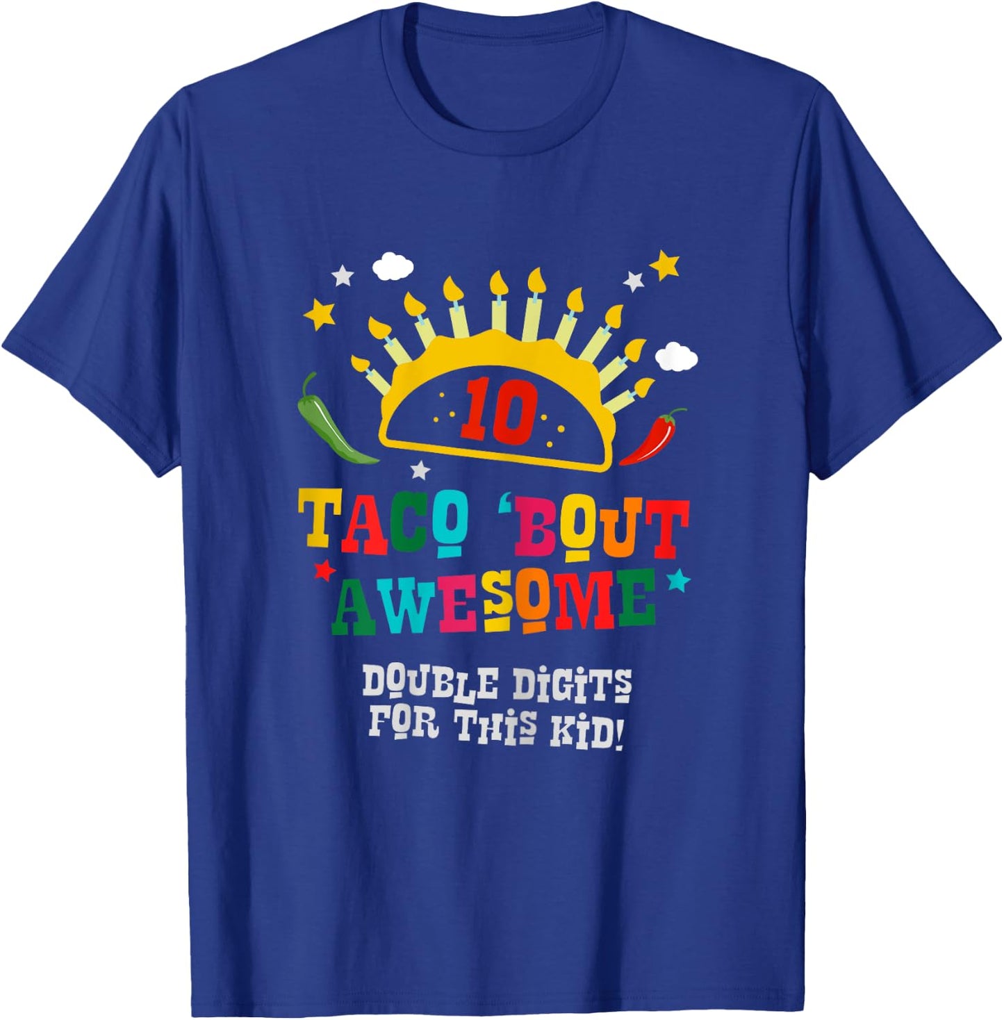 Birthday Taco Age 10 Gift - Boys Taco Bout Awesome Age Ten T-Shirt - T-Shirt | Royal