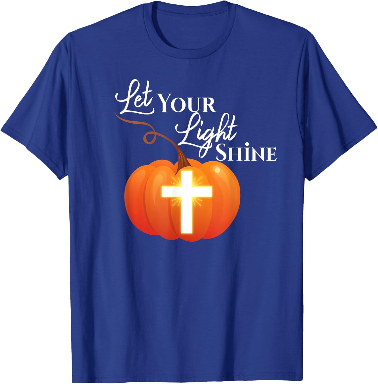 Halloween or Hallelujah Night Let your Light Shine Pumpkin T-Shirt - T-Shirt | Royal