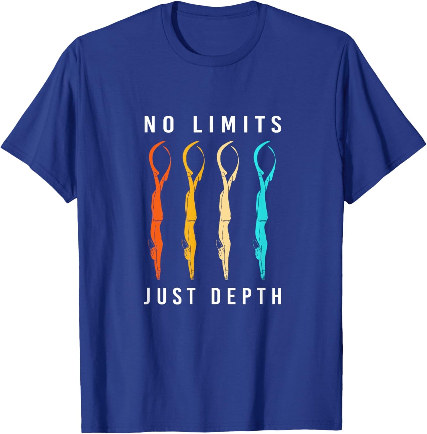 No Limits Just Depth Free Diving Retro Freedive T-Shirt - T-Shirt | Royal