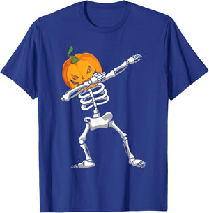 Dabbing Pumpkin Dabbing Skeleton Halloween Costume Kids Men T-Shirt - T-Shirt | Royal