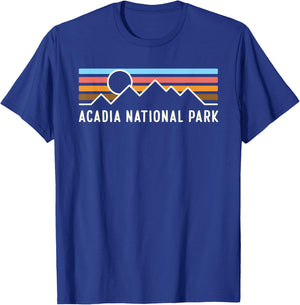 Acadia National Park Retro Mountain Lines camping souvenir T-Shirt - T-Shirt | Royal
