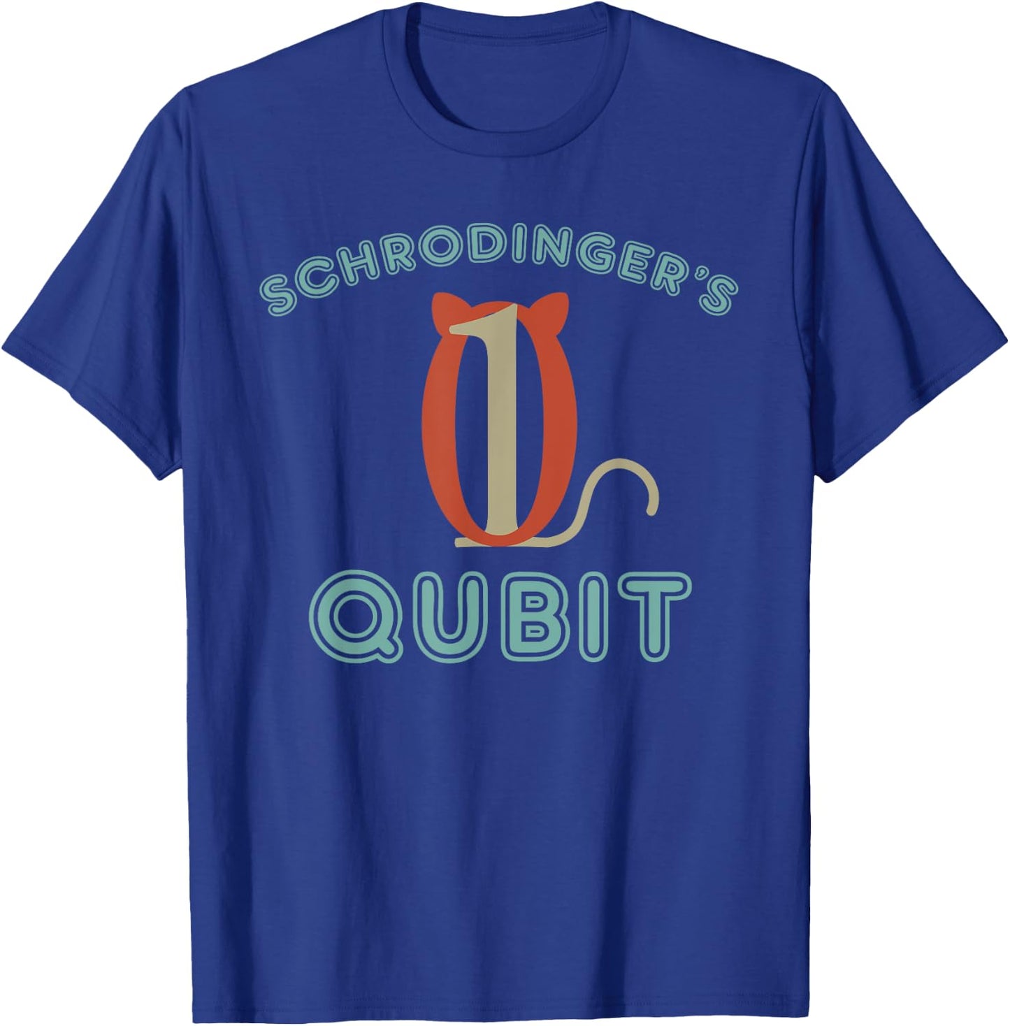Funny Schrodingers Cat Gift Qubit Quantum Computing Joke T-Shirt - T-Shirt | Royal