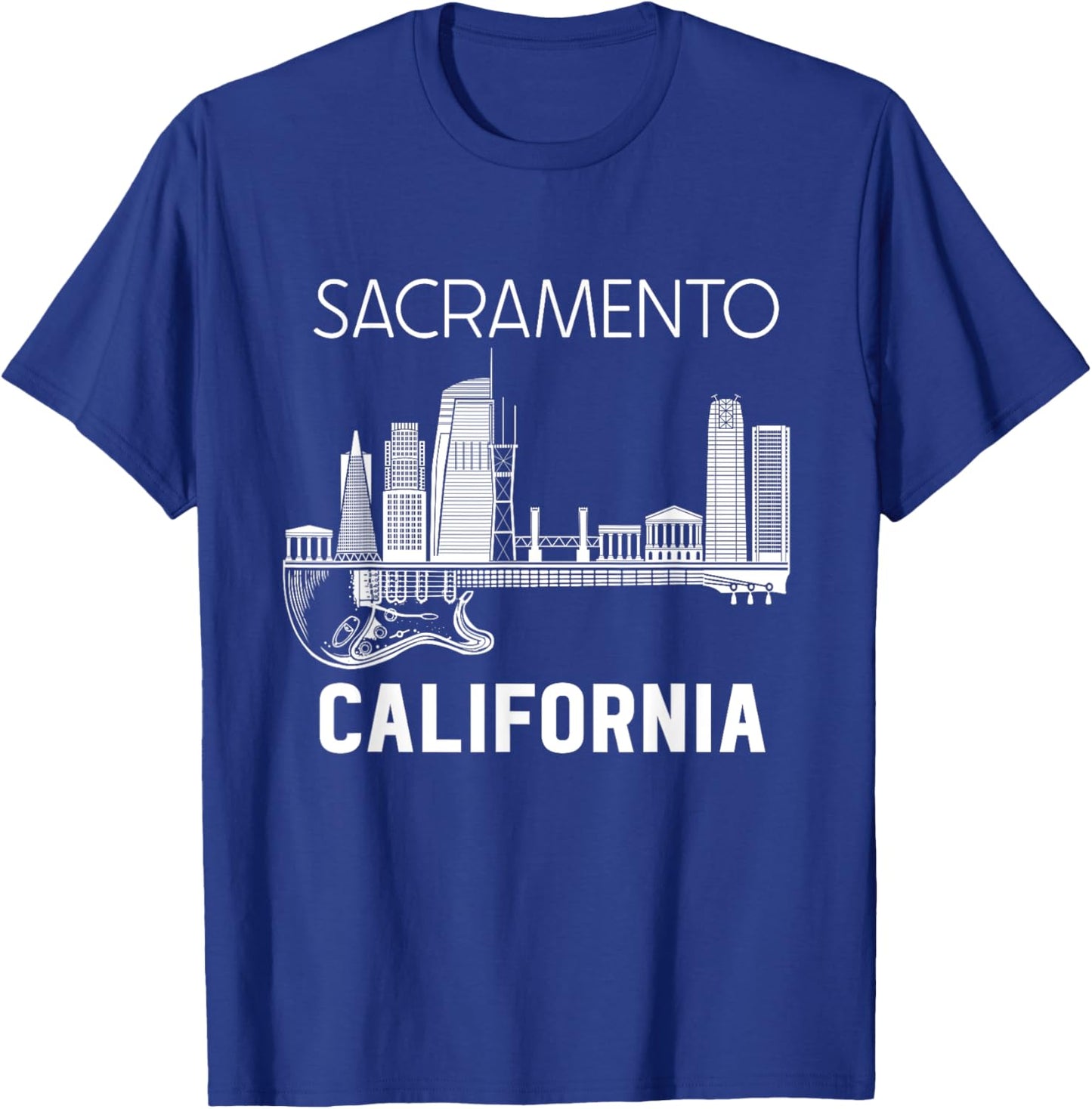 Sacramento California Skyline Music Sacramento Souvenir T-Shirt - T-Shirt | Royal