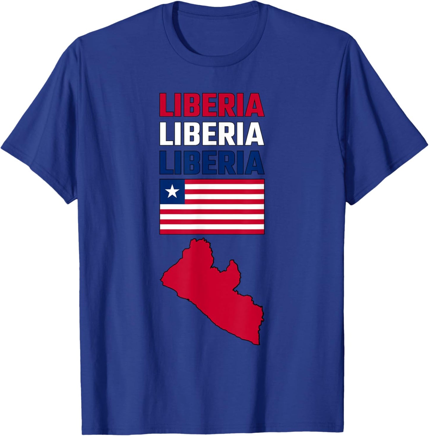 Liberia map with Liberian flag in colors of the flag T-Shirt - T-Shirt | Royal