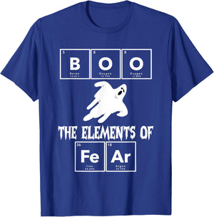 Chemistry Halloween Boo Chemical Elements of Fear Chemist T-Shirt - T-Shirt | Royal