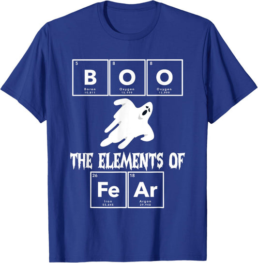 Chemistry Halloween Boo Chemical Elements of Fear Chemist T-Shirt - T-Shirt | Royal