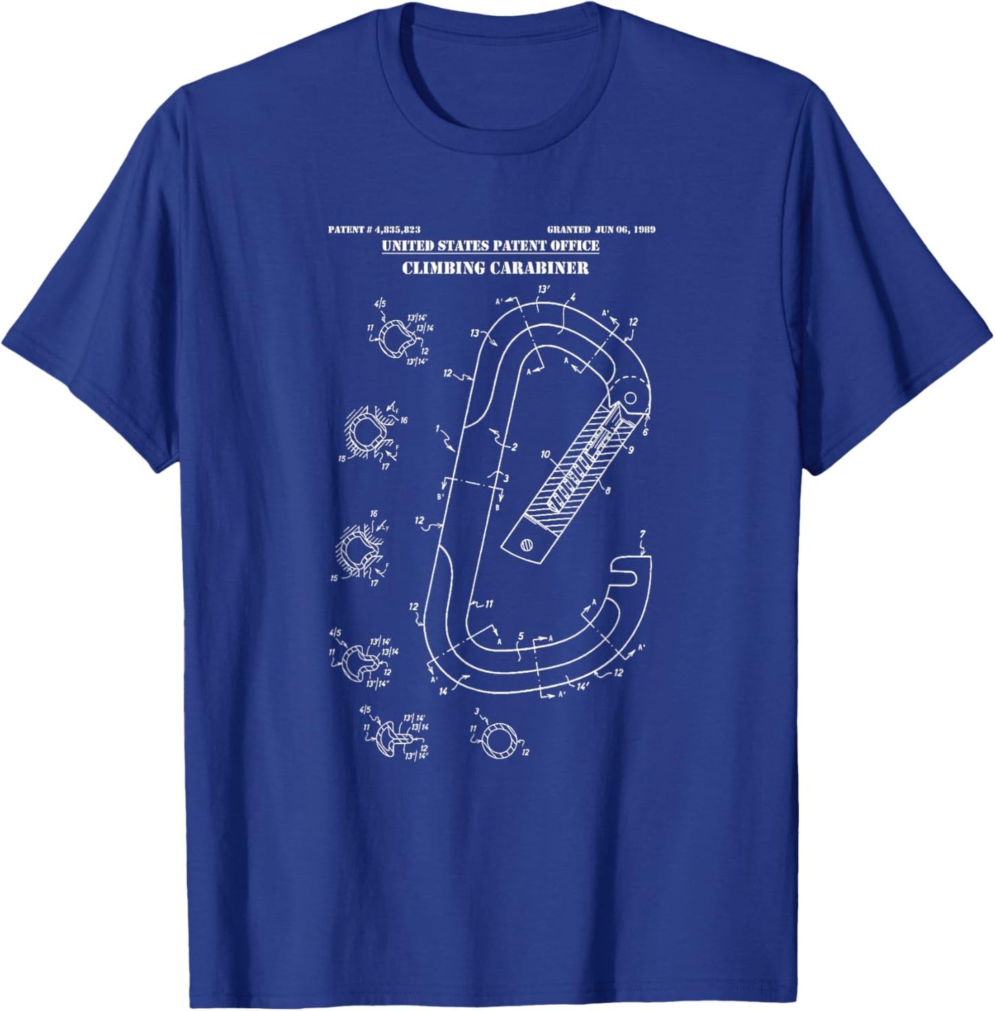 Carabiner Patent Rock Climbing Shirt Graphic Climb Gift T-Shirt - T-Shirt | Royal