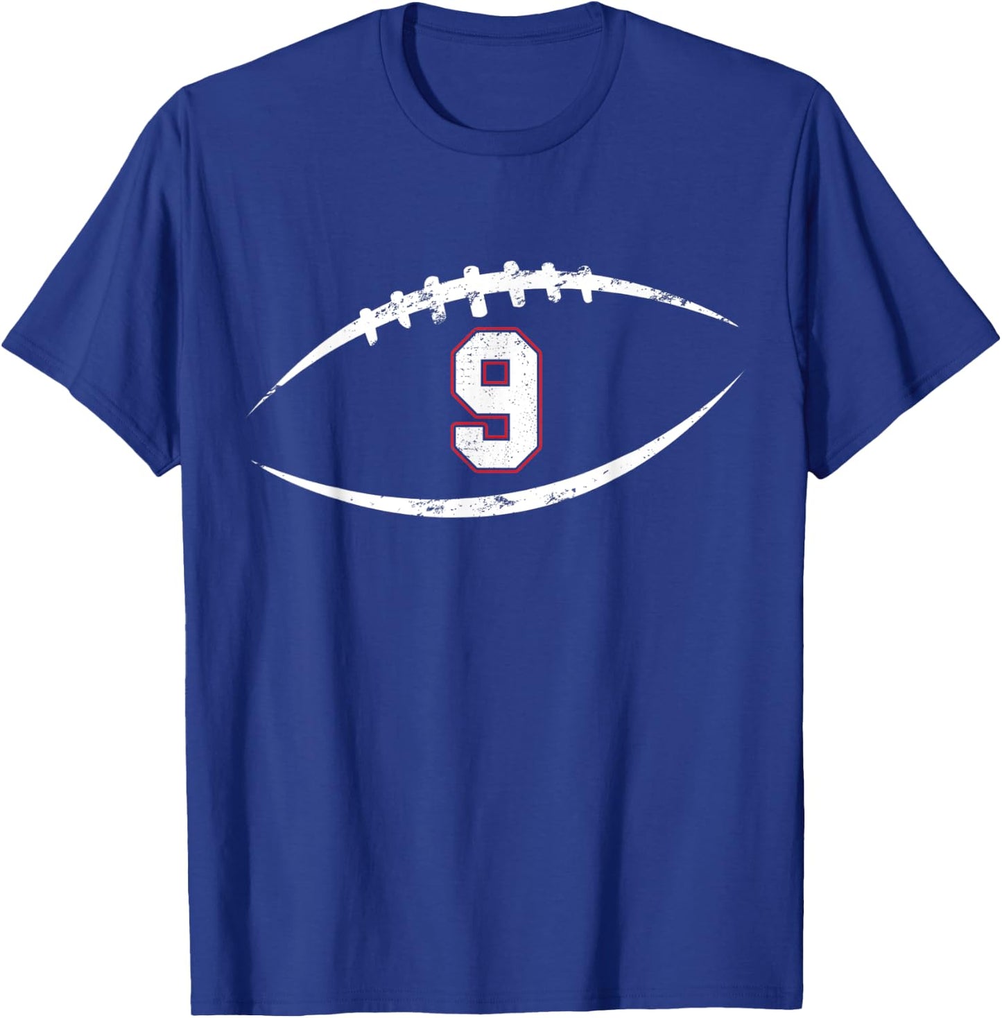 9 Number Vintage Football Player 9 Lucky Number Birthday T-Shirt - T-Shirt | Royal