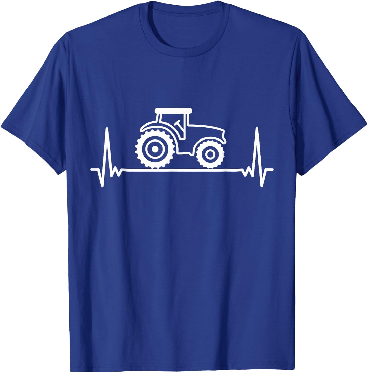 Heartbeat Tractor Pulse ECG Farmer Farmer Trekker Tug T-Shirt - T-Shirt | Royal