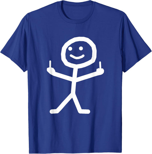 Funny Stick with Middle Finger Above Gift T-Shirt - T-Shirt | Royal