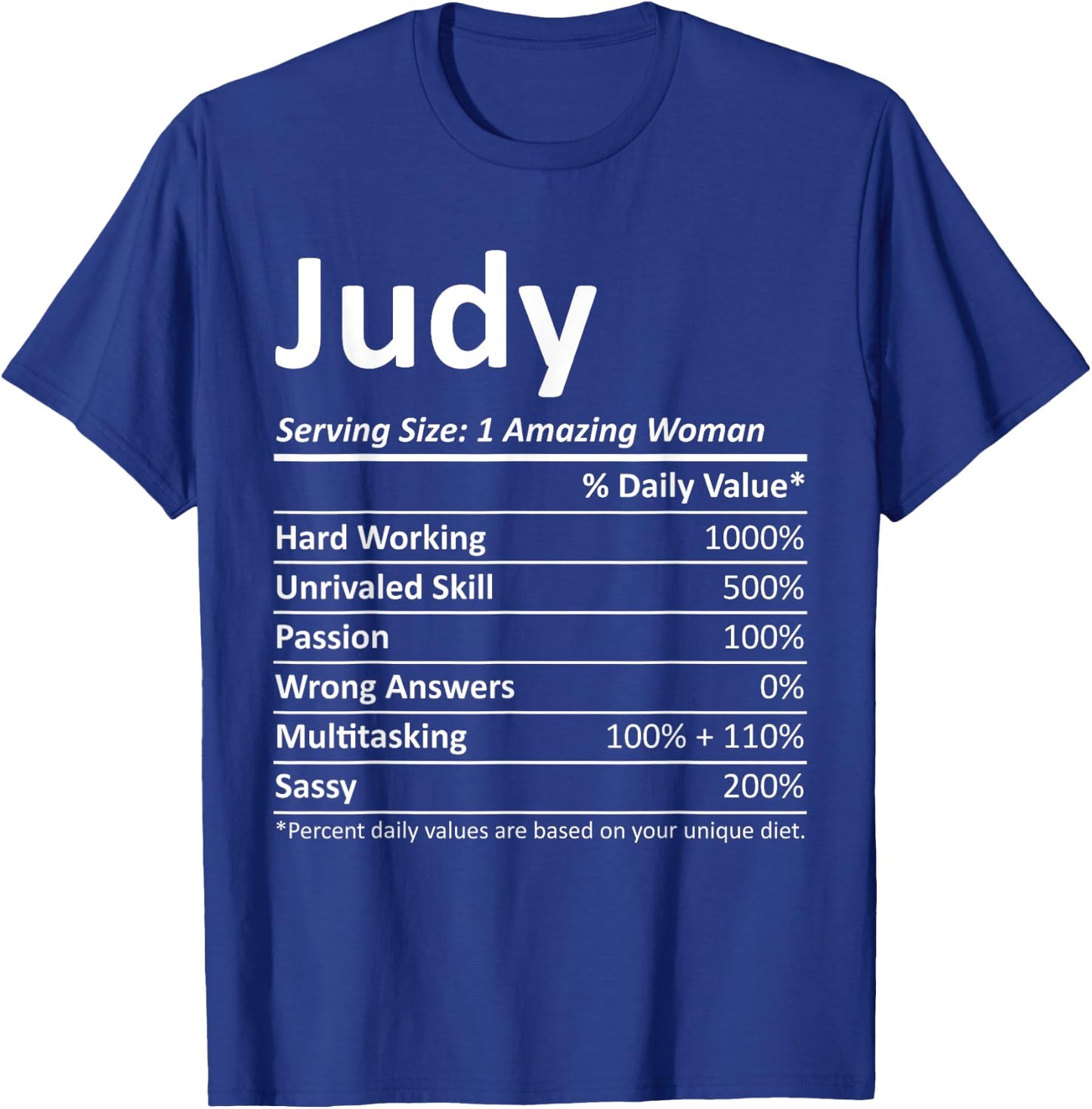 JUDY Nutrition Personalized Name Funny Christmas Gift T-Shirt - T-Shirt | Royal