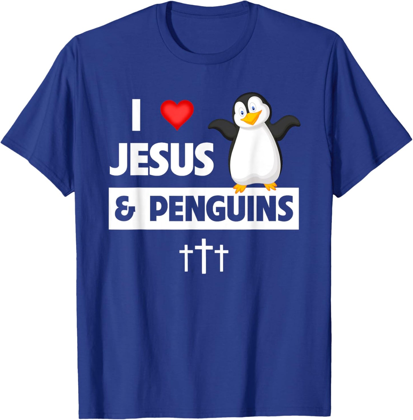 I Love Jesus and Penguins Christian Flightless Bird Bible T-Shirt - T-Shirt | Royal