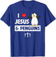 I Love Jesus and Penguins Christian Flightless Bird Bible T-Shirt - T-Shirt | Royal