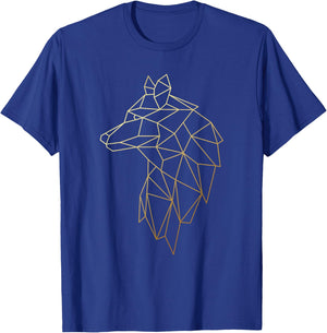 Cool Wolf Polygon Geometric Wolf Abstract Art T-Shirt - T-Shirt | Royal