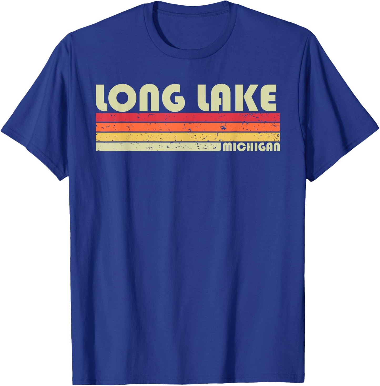 LONG LAKE MICHIGAN Funny Fishing Camping Summer Gift Women Kids T-Shirt - T-Shirt | Royal