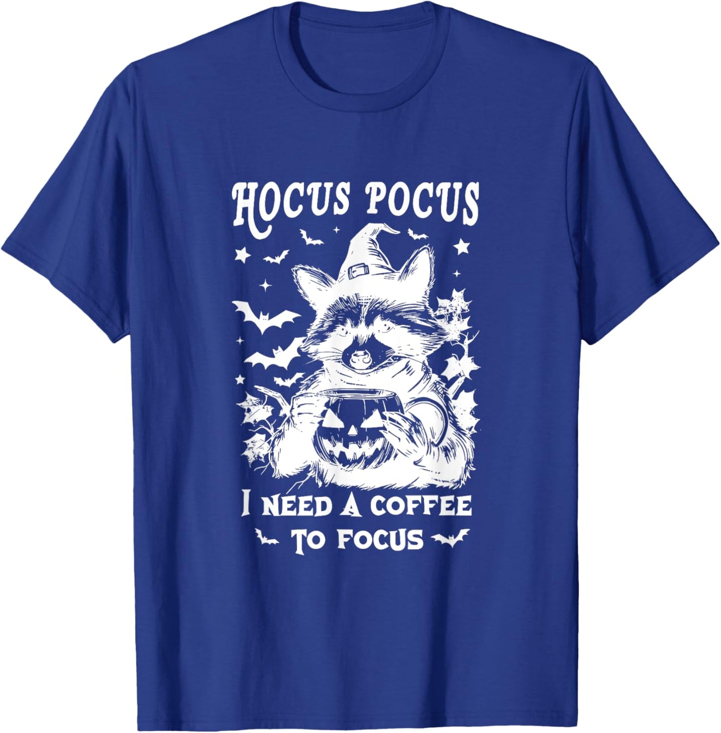 Hocus Pocus I Need To Focus Raccoon Halloween Witch Raccoon T-Shirt - T-Shirt | Royal