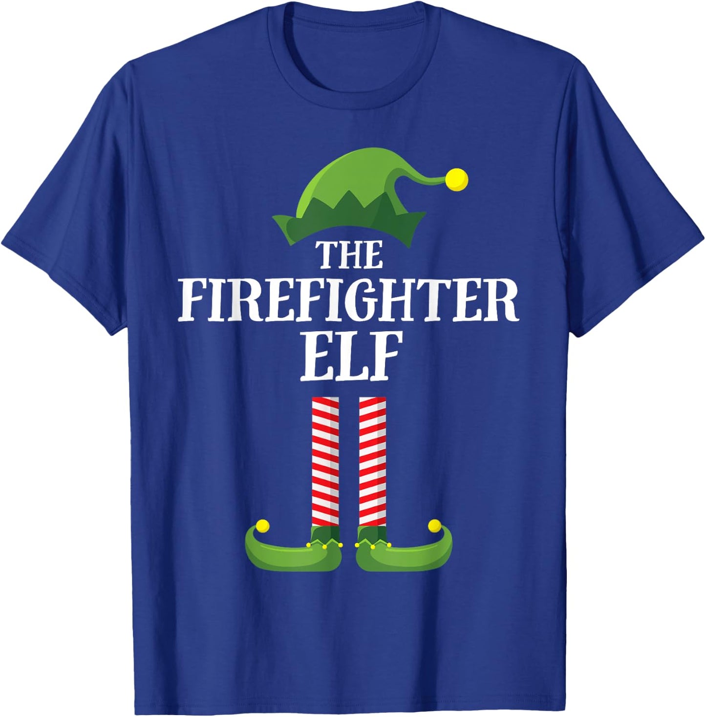 Firefighter Elf Matching Family Group Christmas Party Pyjamas T-Shirt - T-Shirt | Royal