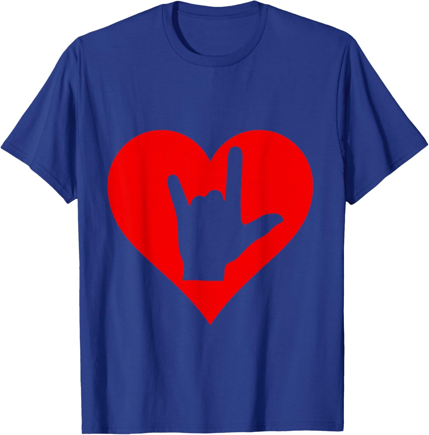 ASL Heart American Sign Languages Day Hand Talking T-Shirt - T-Shirt | Royal