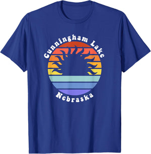 Cunningham Lake Nebraska Sunrise Family Vacation Souvenir T-Shirt - T-Shirt | Royal