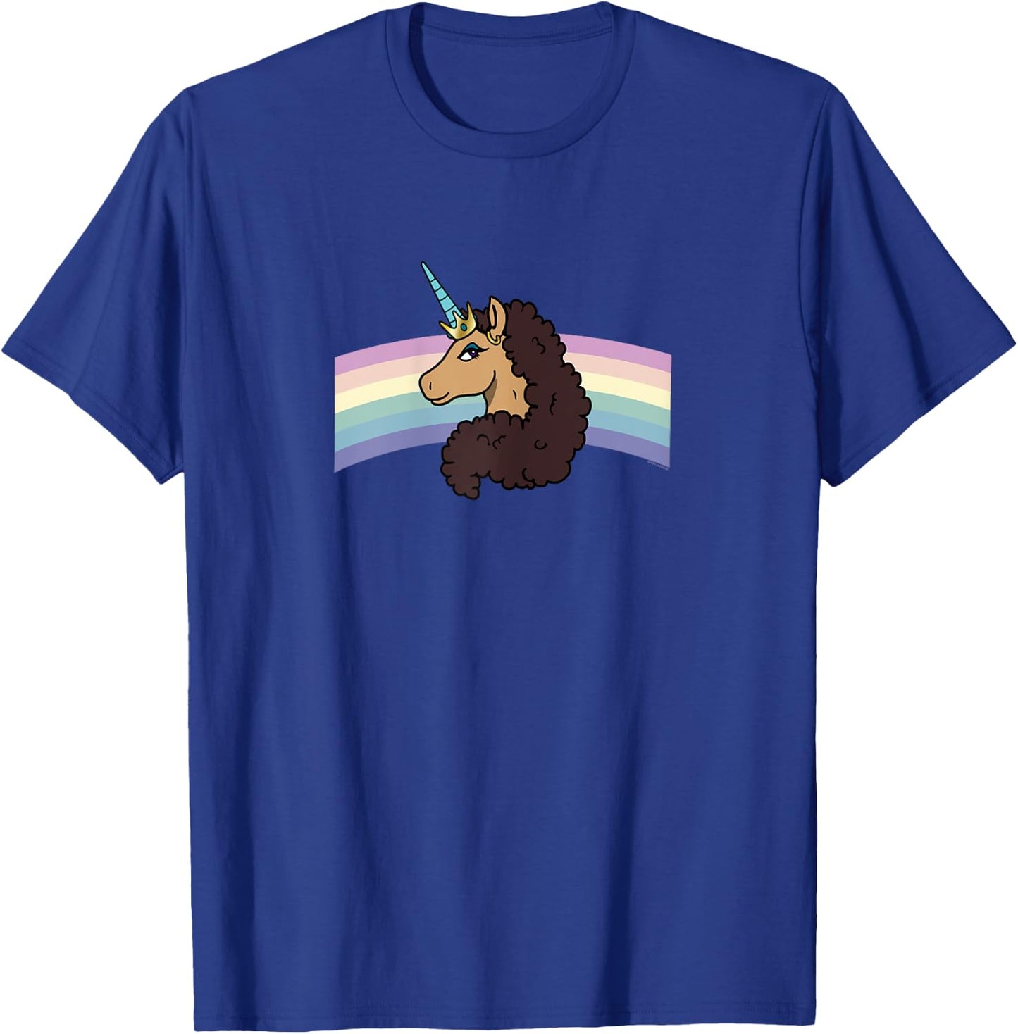 Afro Unicorn Divine Side View Rainbow Portrait T-Shirt - T-Shirt | Royal