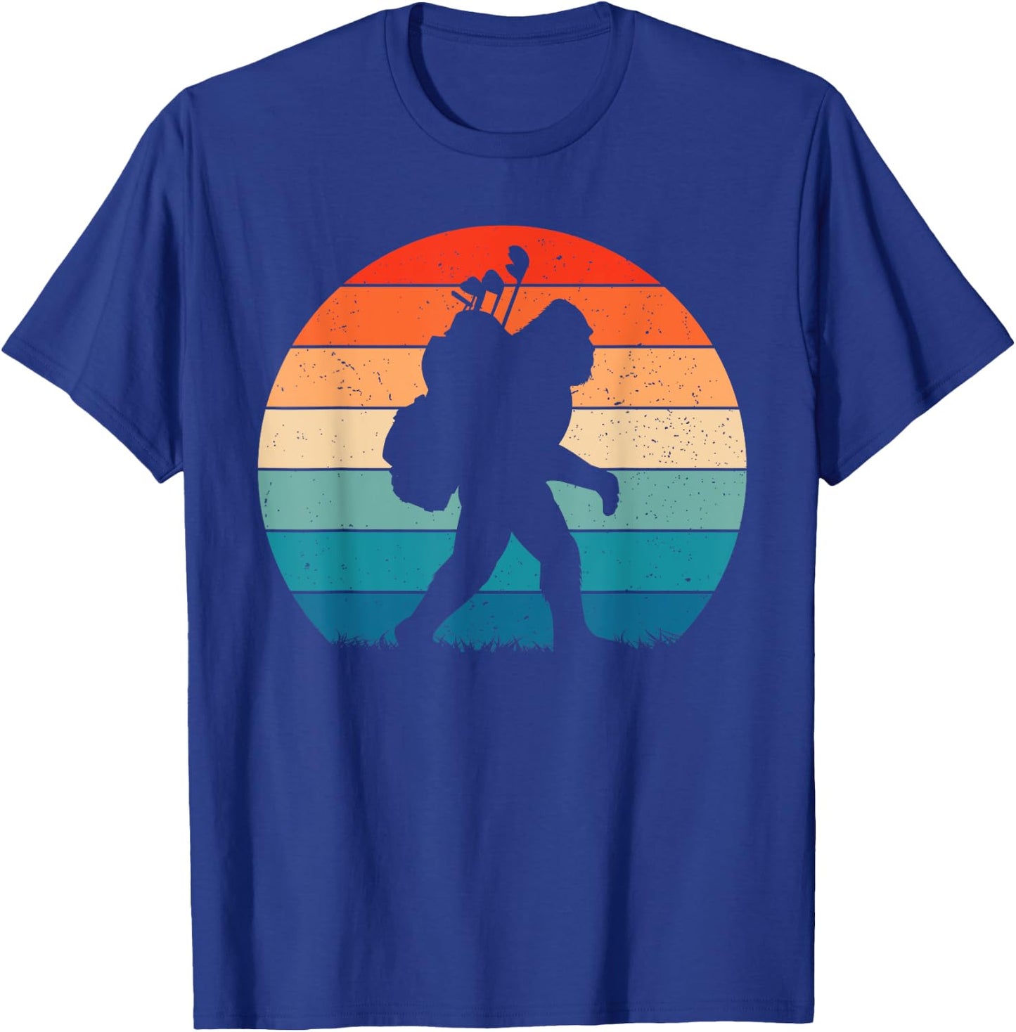 Funny Bigfoot Golf Vintage Retro Sasquatch Playing Golf Gift T-Shirt - T-Shirt | Royal