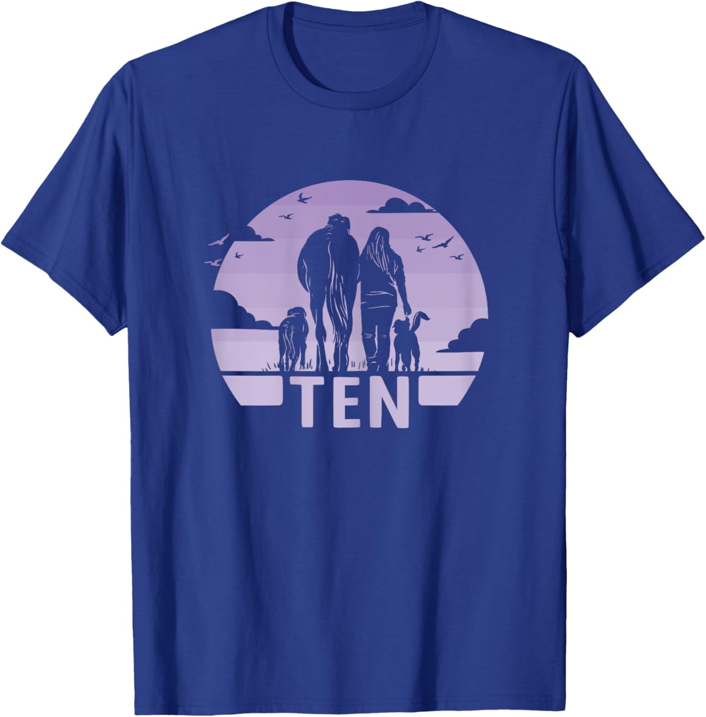 10th Birthday Horse Riding Girl 10 Years Old Dog and Horse T-Shirt - T-Shirt | Royal