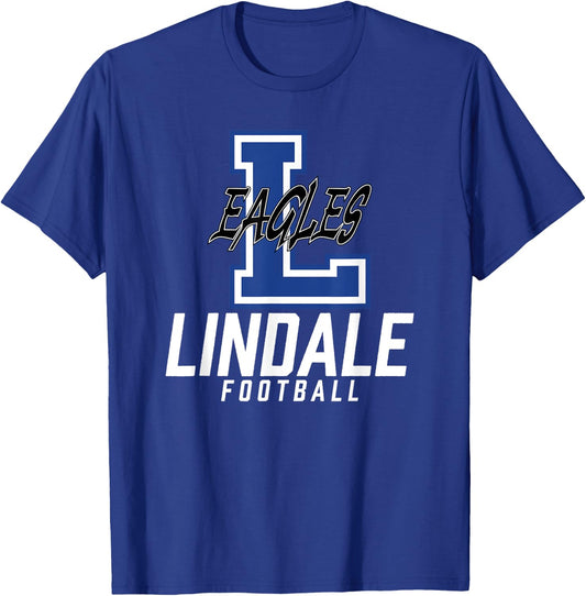 Lindale Eagles Logo Football Team HS T-Shirt - T-Shirt | Royal