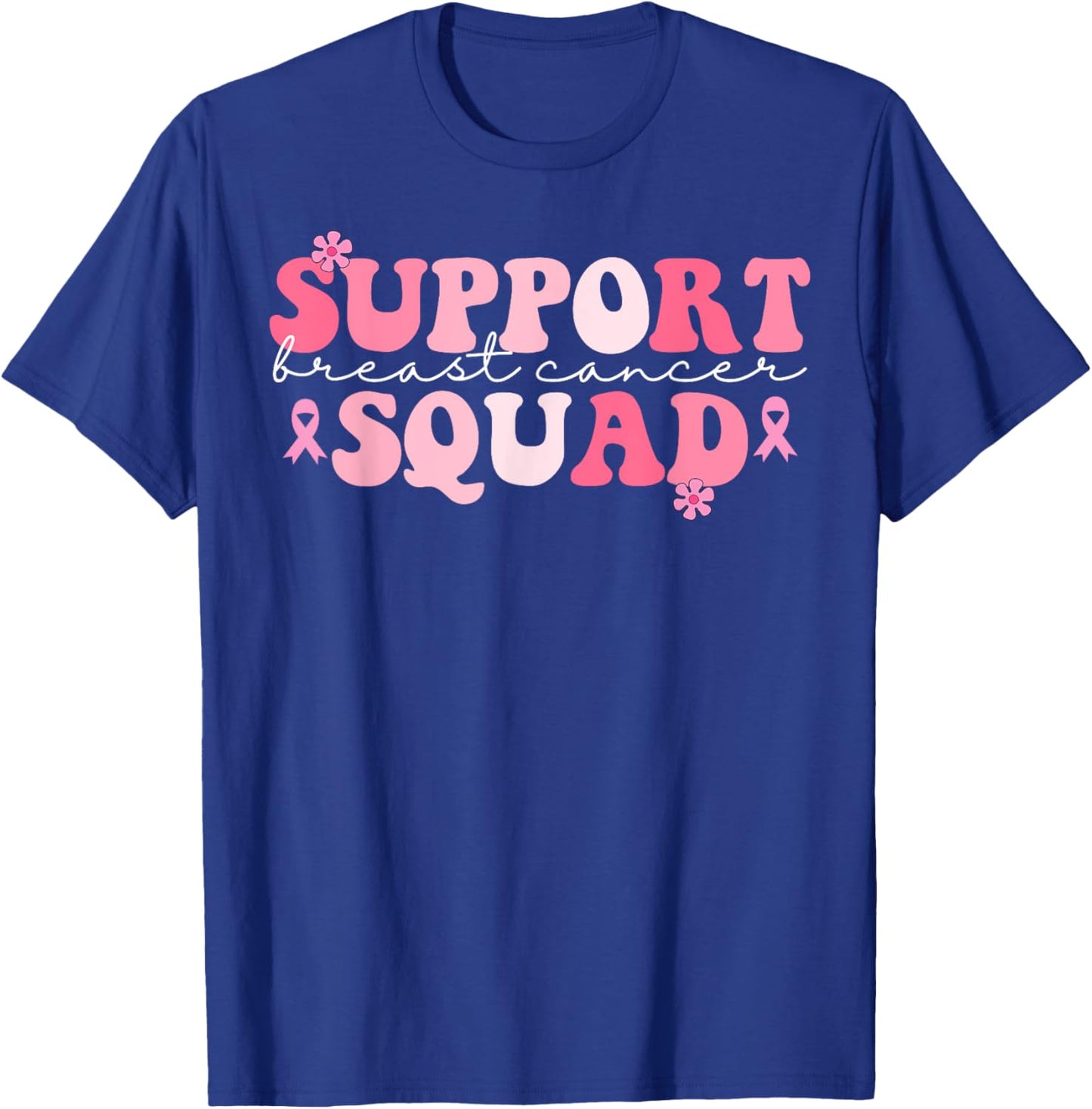 Pink Groovy Support Squad Breast Cancer Awareness Month T-Shirt - T-Shirt | Royal