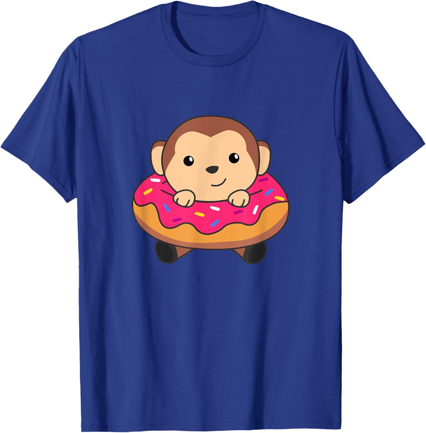 Sweet Monkey Funny Animals In Donut Sweet Pastry monkeys T-Shirt - T-Shirt | Royal