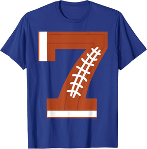 7th Birthday Football Ball Boys | 7 Year Old Gift T-Shirt - T-Shirt | Royal