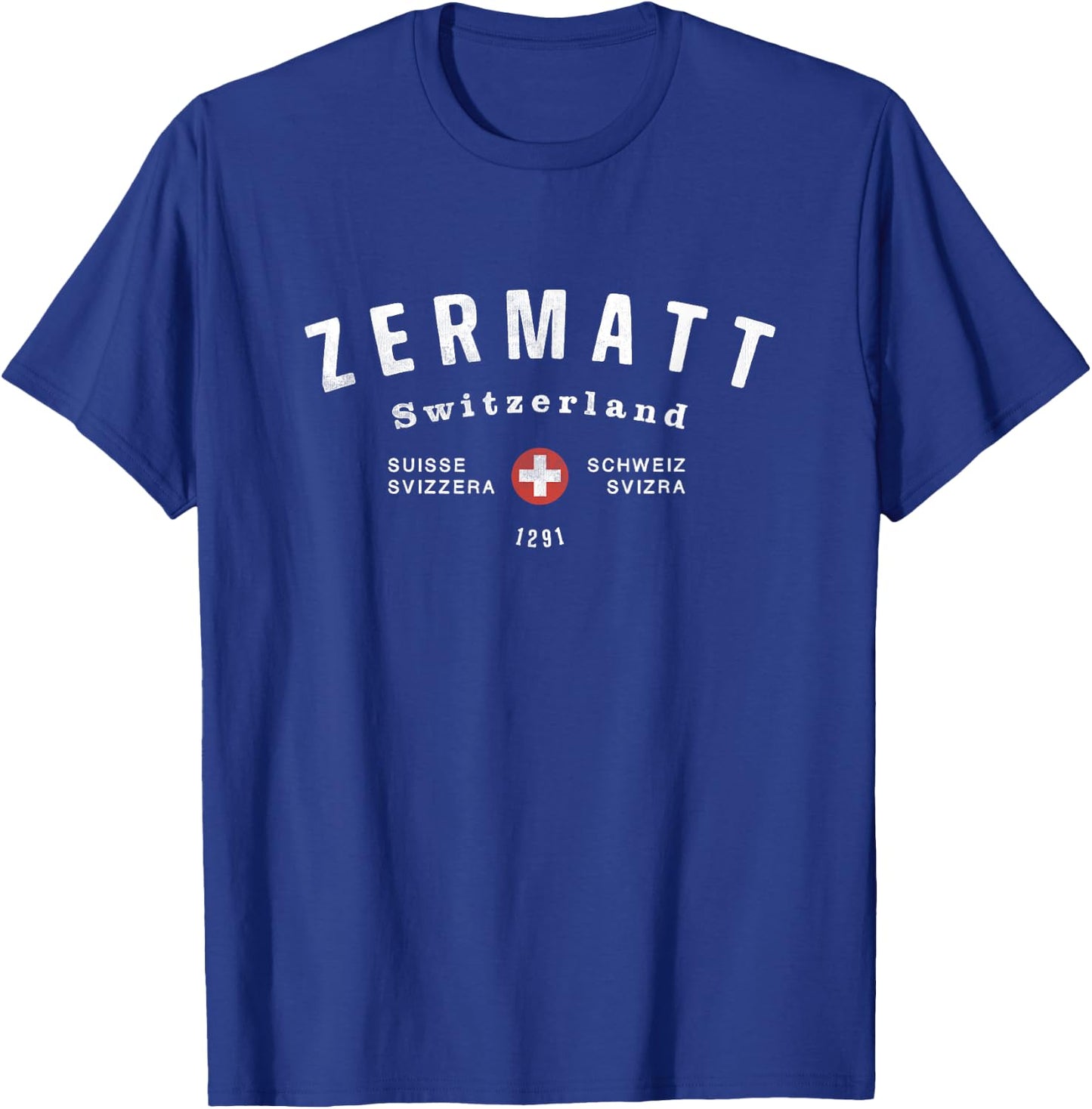 Zermatt Switzerland Vintage Retro Sports Style College T-Shirt - T-Shirt | Royal